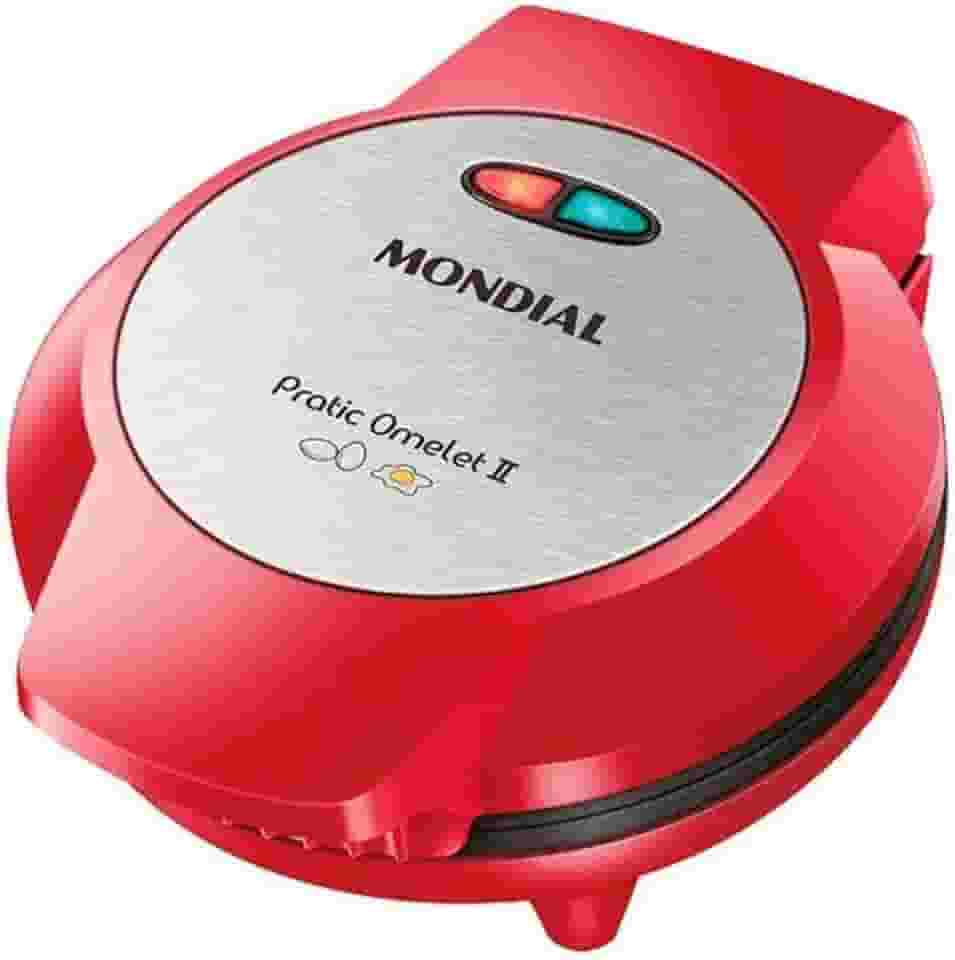 Omeleteira Elétrica Mondial Pratic Omelet Ii Vermelho/inox 800w 127v - Om-04-ri