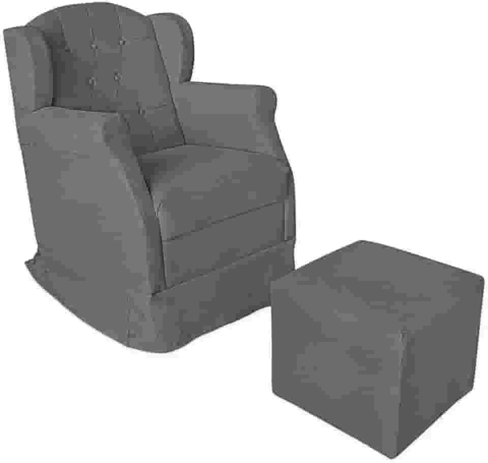 Poltrona de Amamentação Balanço Com Puff Platinum Decor (Cinza)