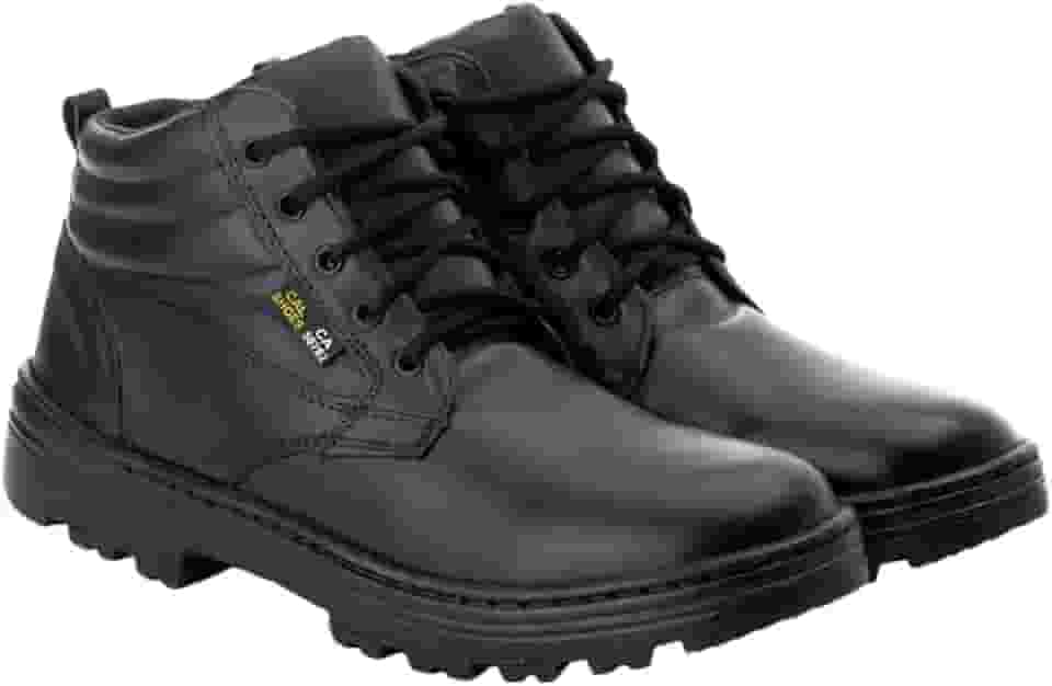 Bota Masculina de Segurança de Couro Legítimo Original para Trabalho Serviço Preta de Cano Curto Confortável Bico Reforçado Biqueira Anti-impacto em PVC Resistente com Palmilha com CA 50782