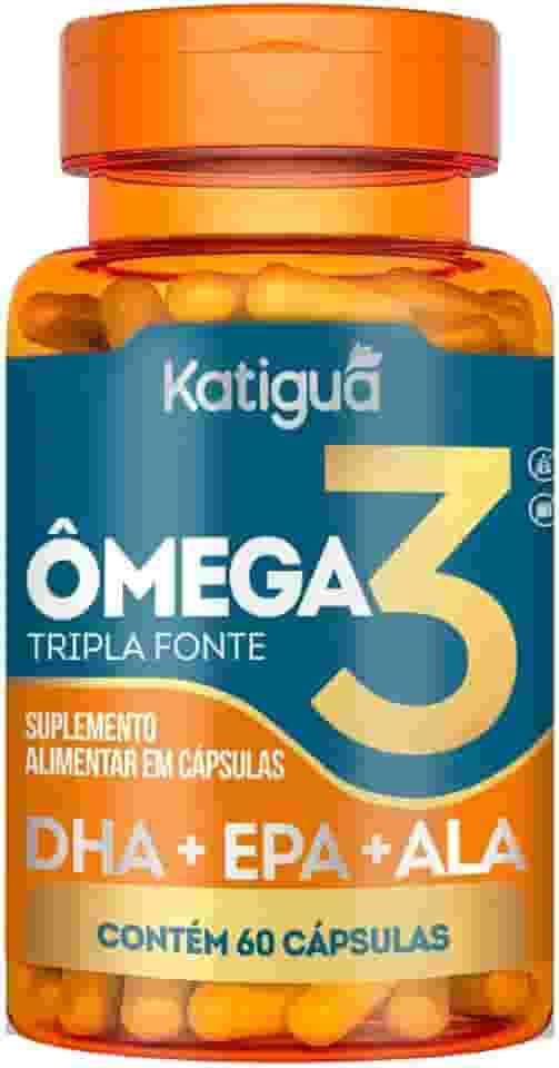 Katiguá, Ômega 3 Tripla Fonte, DHA + EPA + ALA, 1000mg, 60 Cápsulas Soft Gel • 15 doses, Laranja