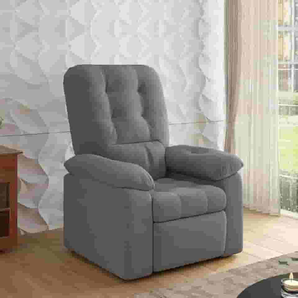 Poltrona Reclinável Do Papai Aconchegante Suede Veludo Cinza