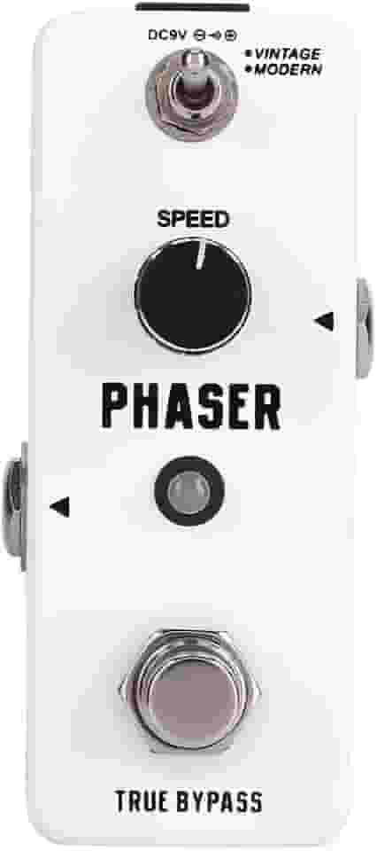 Domary Pedal Analógico de Efeito de Guitarra Phaser, Portátil, Mini Concha de Metal, Vintage, Moderno, True Bypass, Indicador Led para Guitarristas