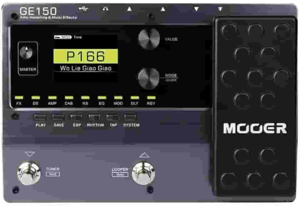 Mooer Pedaleira Multiefeitos GE150, para Guitarra, USB, 200 Presets de Fábrica, Tela LCD 2.4', Impulse Response, Interface de Áudio