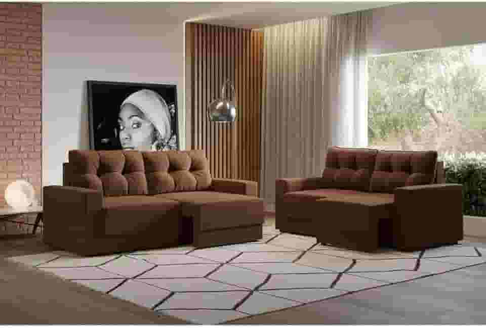 Conjuntos de Sofás 2 e 3 Lugares Lubeck Retrátil Marrom