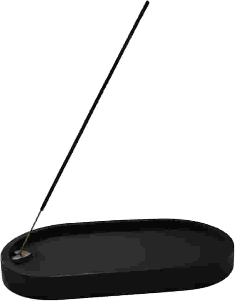 Suporte para Incenso em gesso impermeabilizado Base Oval Preta, Estilo Minimalista