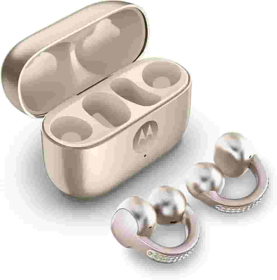 Fone de ouvido Sem Fio Motorola Moto Buds Loop Crystals by Swarovski na cor Pantone French Oak - Sound by Bose, Bluetooth, uso confortável com clipe, open-ear, OWS