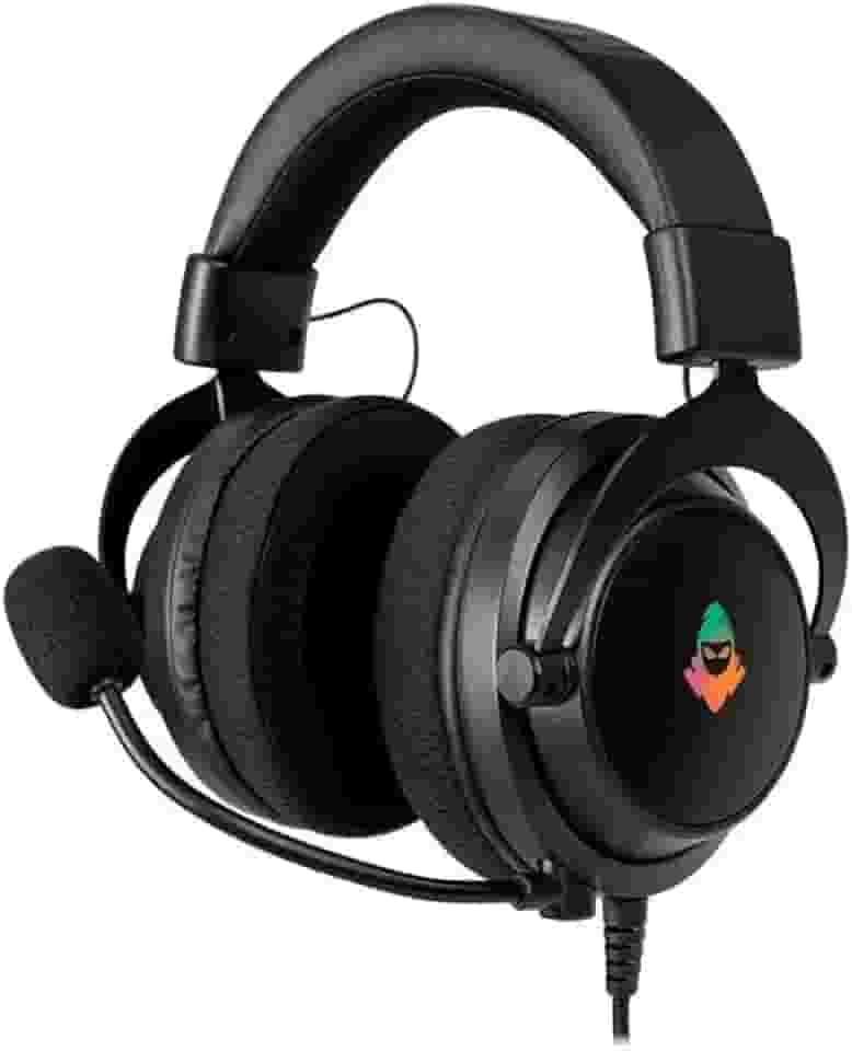 Headset Gamer Mancer Aura | Iluminação Rainbow | Drivers 50mm | Microfone Removível | Conexão USB e P2 3,5mm | Preto | MCR-AUR-RGB01