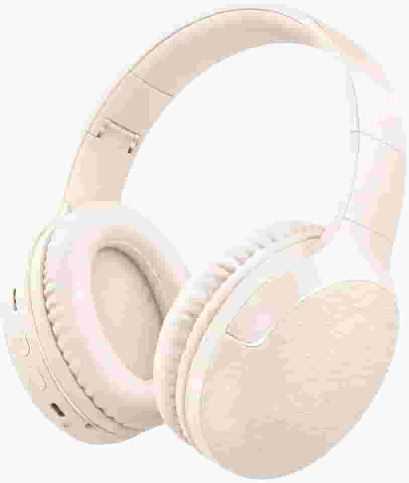 Fone de Ouvido Bluetooth 5.3 Headphone On-ear Sem Fio Fone Para Academia e Corridas, com Cancelamento de Ruído Dobrável com microfone Integrado PREMIUM (Bege)