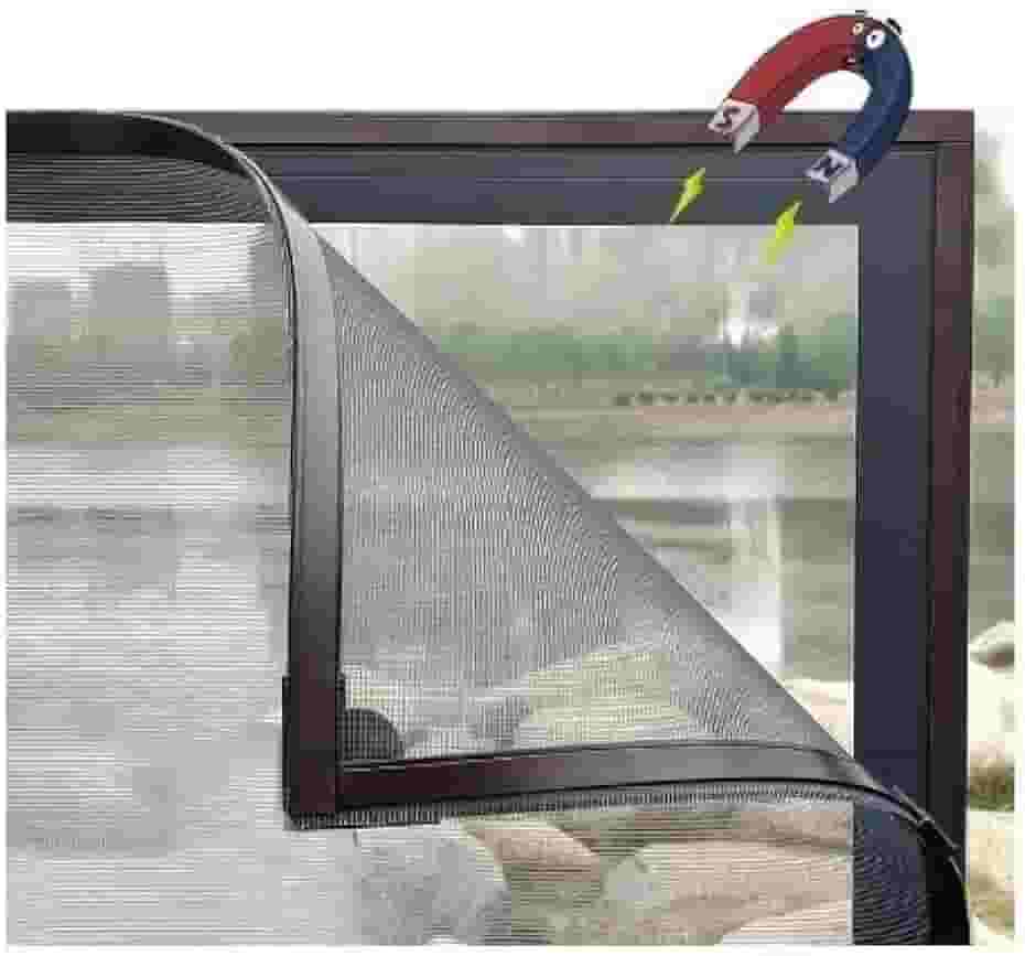 Tela Mosquiteira Magnética para Janela, 180x150 cm, Branca, Proteção contra Insetos