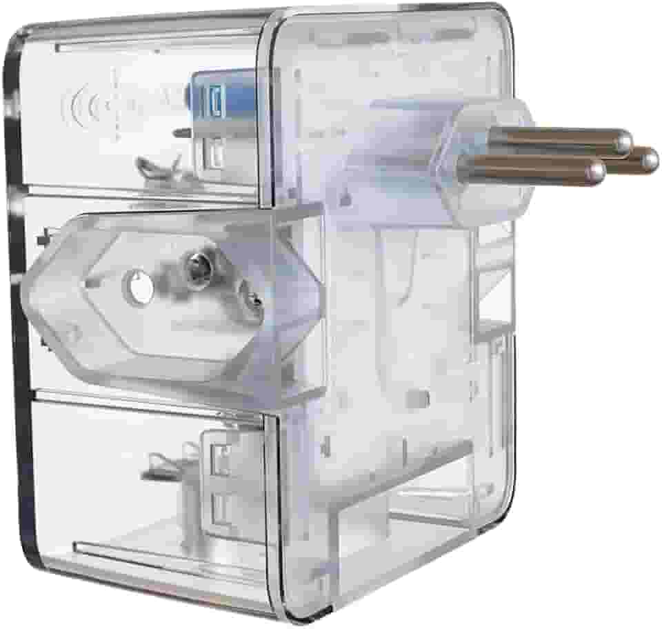 Protetor Contra Surtos Elétricos (DPS) CLAMPER 127/220V, 10 Amperes, 3 Pinos, para PC, PS5, Xbox, Smartphone, Monitor, Impressora, etc - iCLAMPER Energia 3 Transparente LCF, 3 tomadas