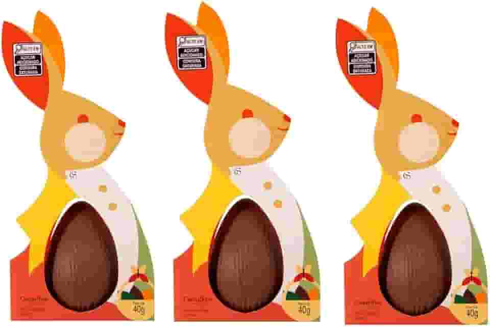 Kit 3 Coelhos Cacau Show Ovinho De Chocolate Ao Leite 40g