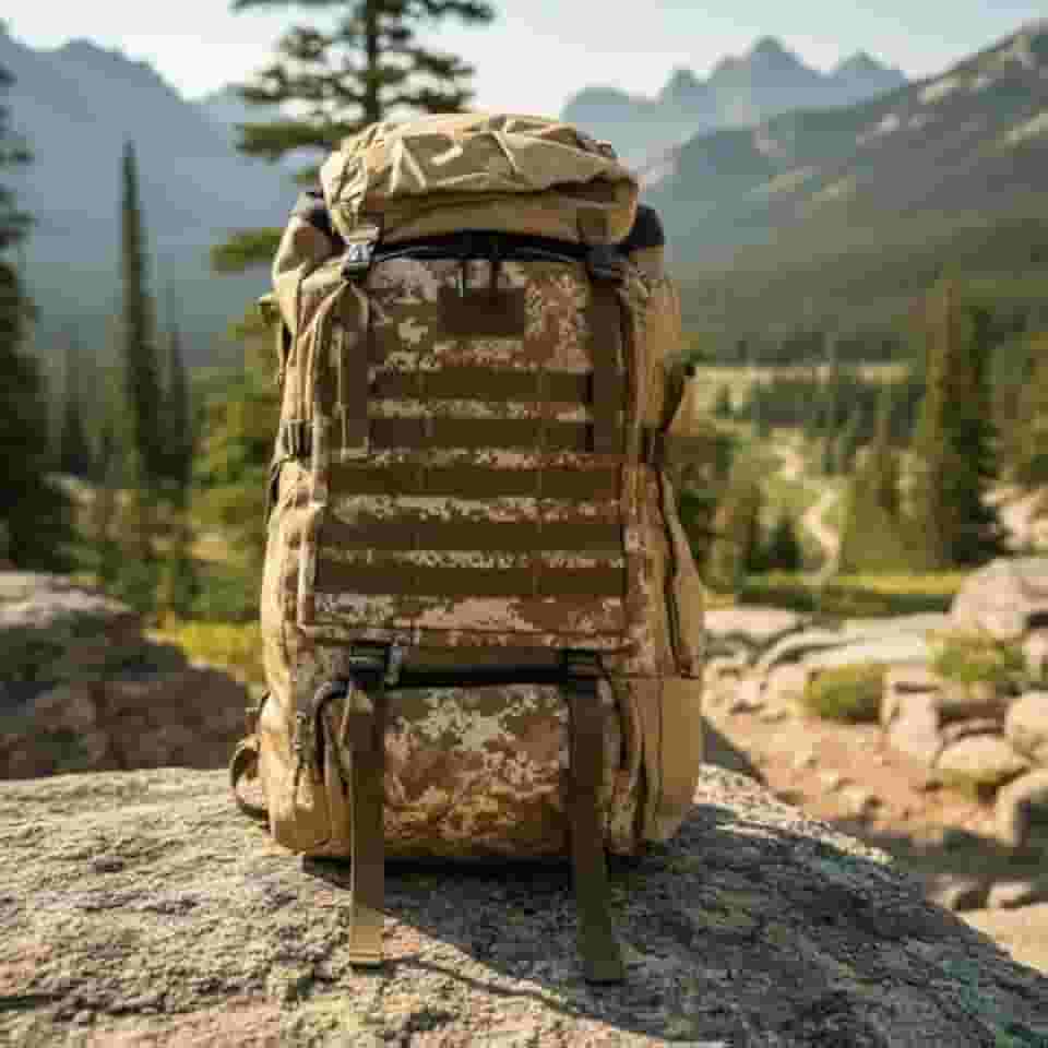 Mochila Impermeável para Moto 70 Litros (Camuflada Bege)