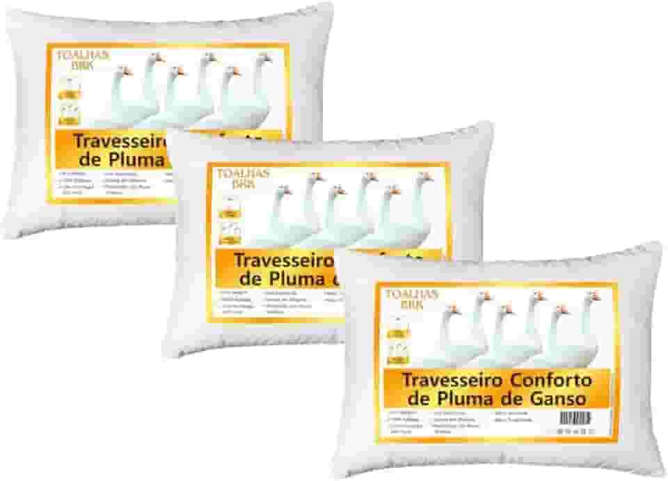 Kit 3 Travesseiro Pluma de Ganso 50x70cm - Branco