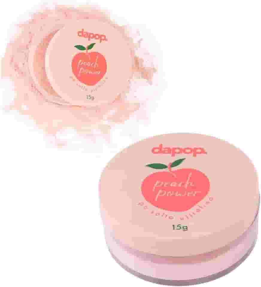 Pó Solto Finalizador Dapop - Maquiagem Ultrafina Pêssego - Controle de Oleosidade e Poros - Sem Flashback - Translúcido