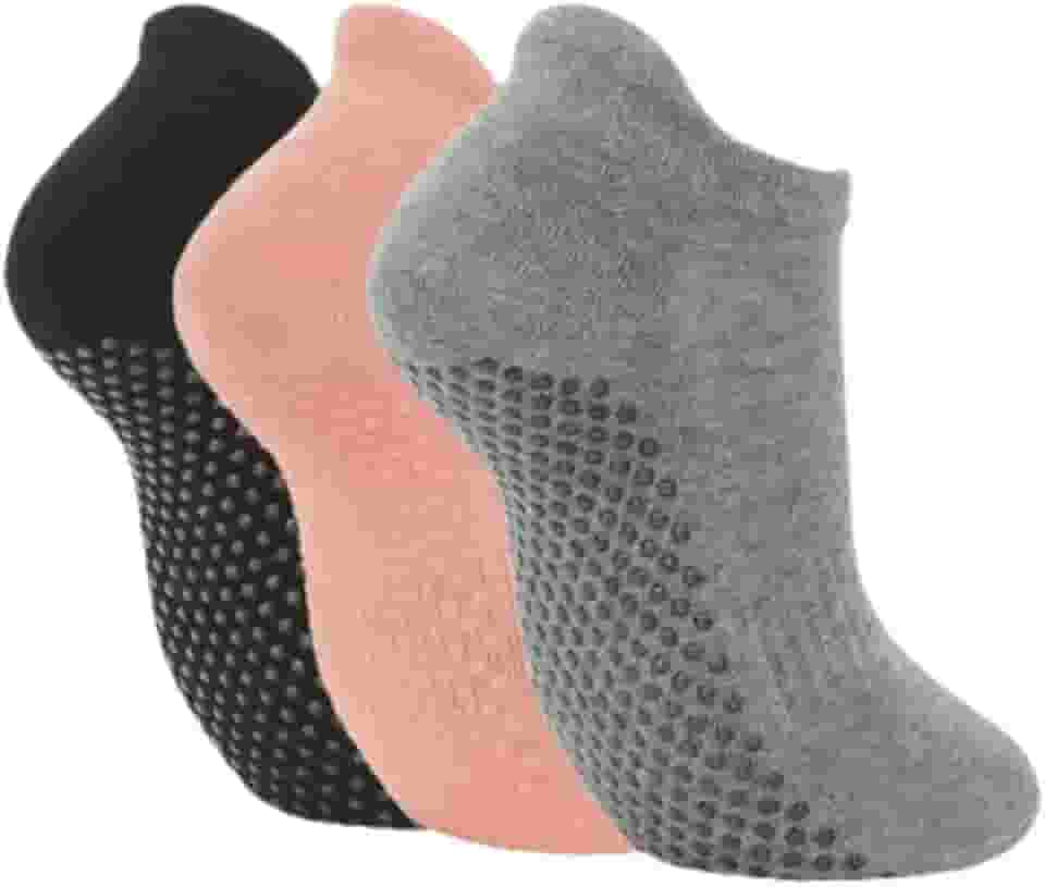 Kit com 3 Meias Antiderrapantes para Yoga, Pilates e Exercícios, Cano Curto