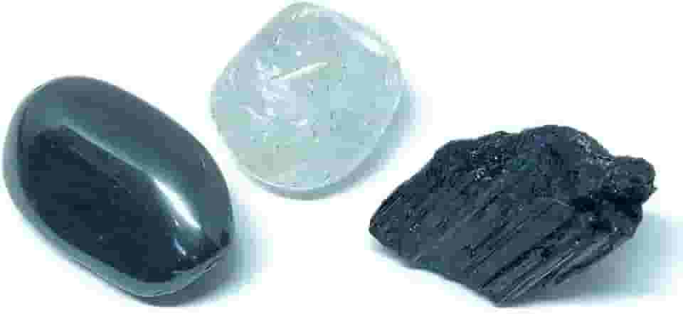 Kit Pedras Escudo Proteção Energética | Pedras Naturais | Hematita, Turmalina Negra e Cristal | Kit Mini Cristais para Proteção, Purificação e Equilíbrio dos Chakras | Energia Positiva e Bem-Estar