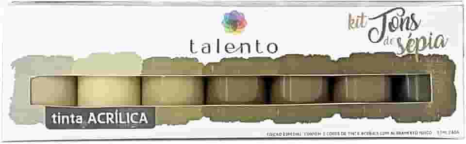 Tinta Acrílica Para Artesanato Talento, 7 Cores de 37ml, Tons de Sépia