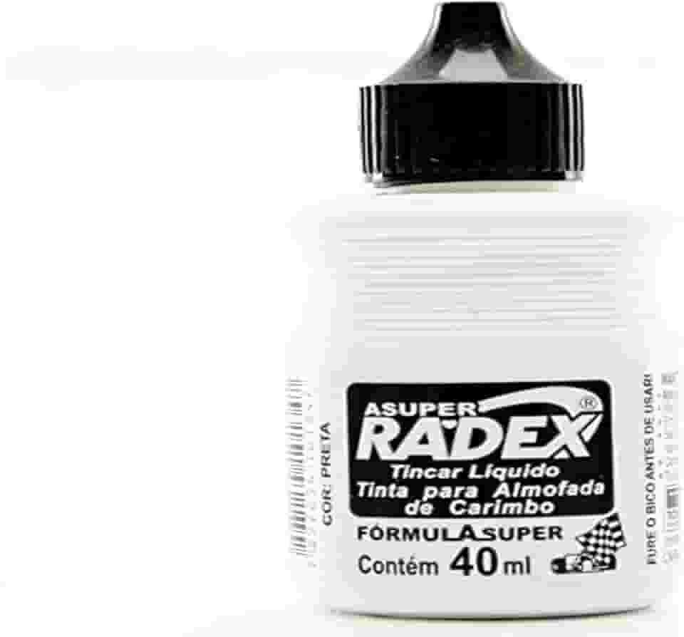Tinta Para Carimbo, Radex, 186, 40 ml, Preta