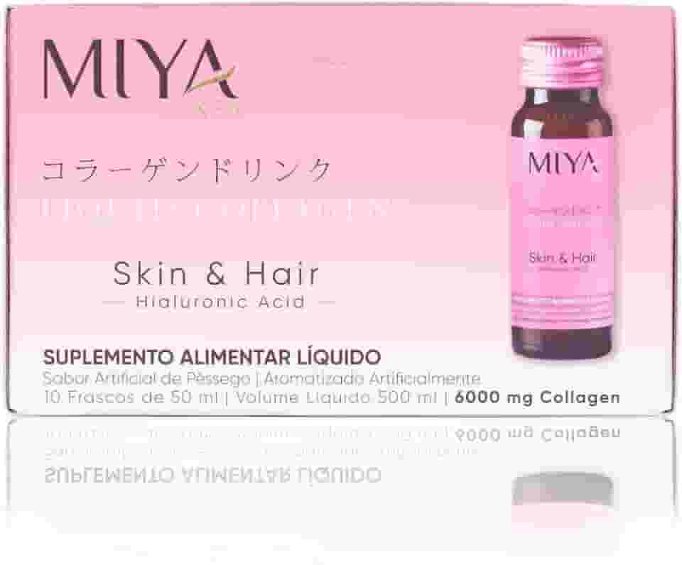 Colágeno Líquido Skin and Hair Miya Kea | Programa de 10 dias | Fórmula Avançada com 6000mg de Peptídeos de Colágeno | Hidratação e Elasticidade para Pele e Cabelos | Sabor Pêssego