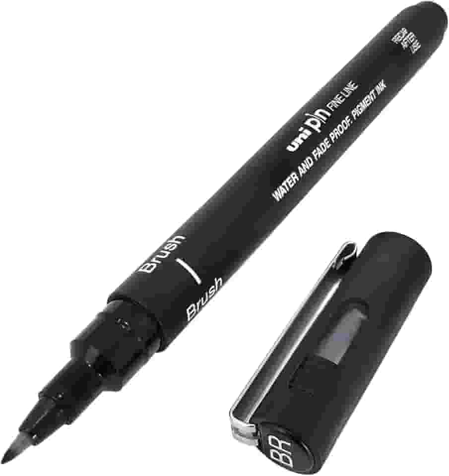 Uni Pin Fine Line Caneta Brush Preta