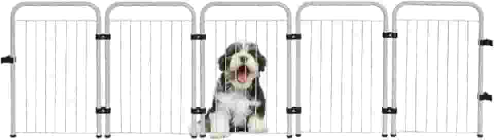 Cercado Pet Dobrável Portátil 5 Modulos Segurança Branco