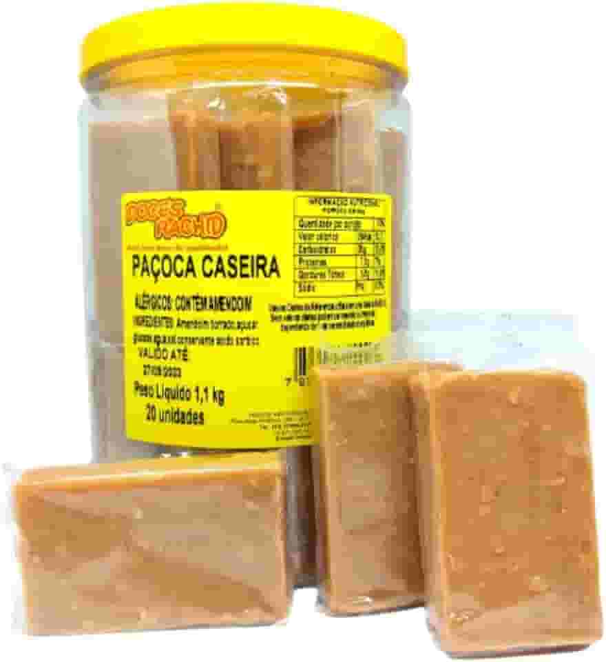 Paçoca Caseira Embalada Individual Pote Com 20un 1,1kg D. Rachid