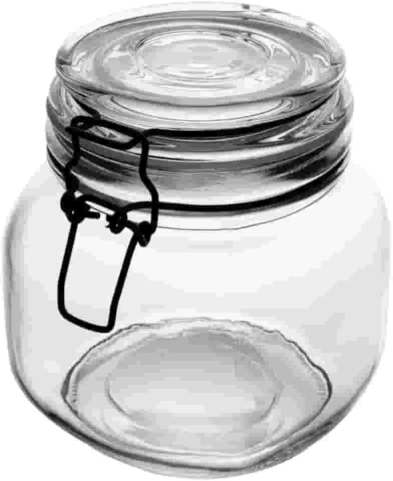 LYOR - Pote Hermético de Vidro com Silicone e Clipe em Metal Vintage Preto 850ml - Organização de Alimentos - Porta Mantimentos com Tampa Hermético