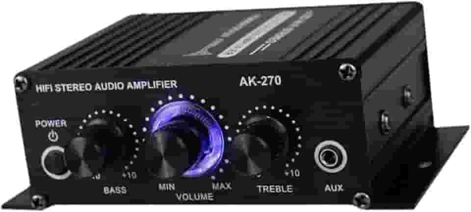 Amplificador Estéreo para Escritório, Home Theater, de áudio Estéreo, Caixa Acústica de Estante, Portátil com Entrada RCA.