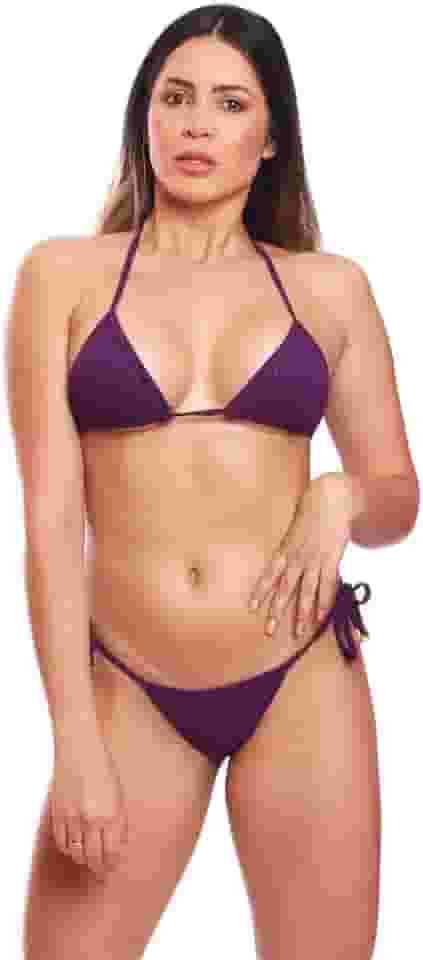 Biquini Cortininha de Amarra Mulher Praia Marquinha Canelado