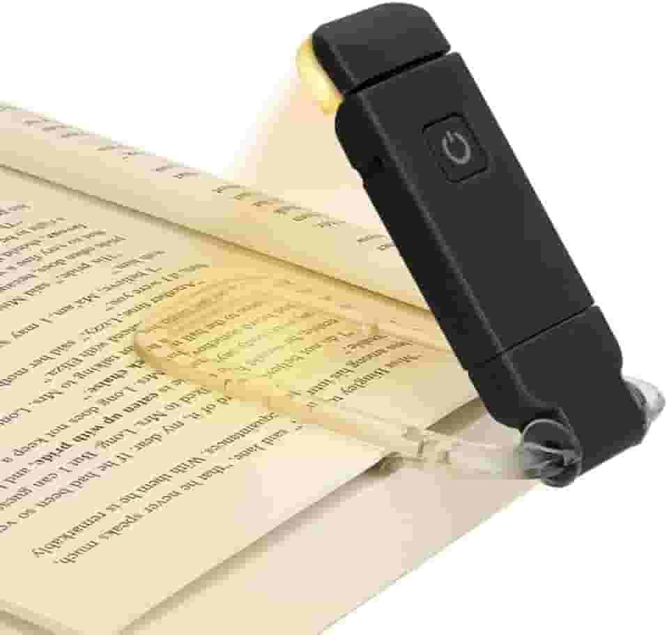 Luz de Leitura para Livro Clip Recarregavel via USB Portatil Marcador de Livro Possui 3 Niveis de luz com Brilho Ajustavel Ideal para Ler e Estudar a Noite (Preto)