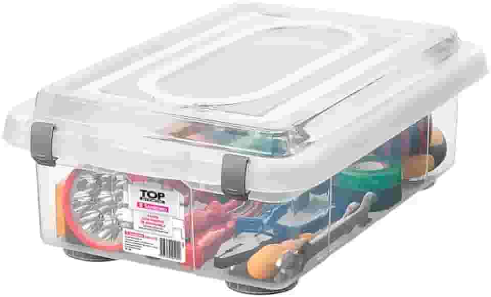 Sanremo - Caixa Organizadora Plástica de 8,6 Litros e Tampa com Travas, Linha Top Stock