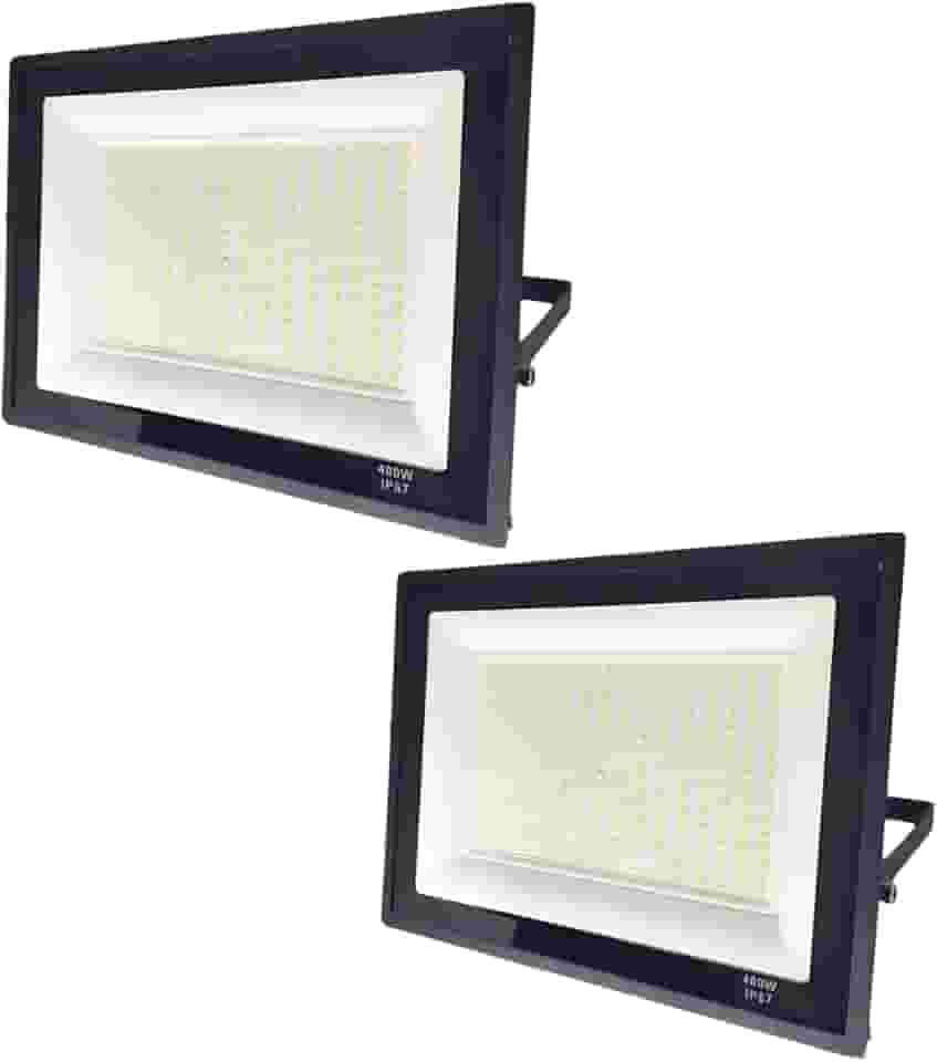Kit 2 Refletores LED 400w à Prova D'Água Ip66, Holofote Branco Frio 6500K, Bivolt, Iluminação Externa/Jardim