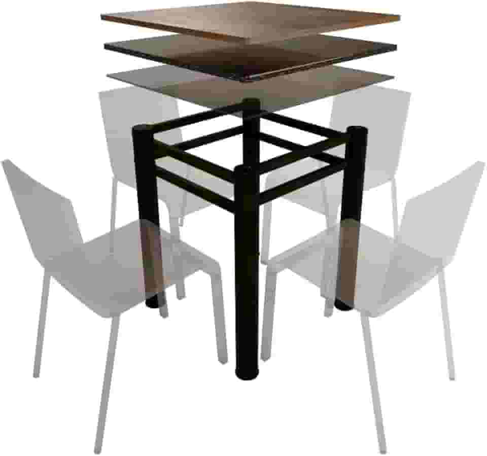 Base Para Mesa De Vidro Jantar 4 Lugares Preta Quadrada