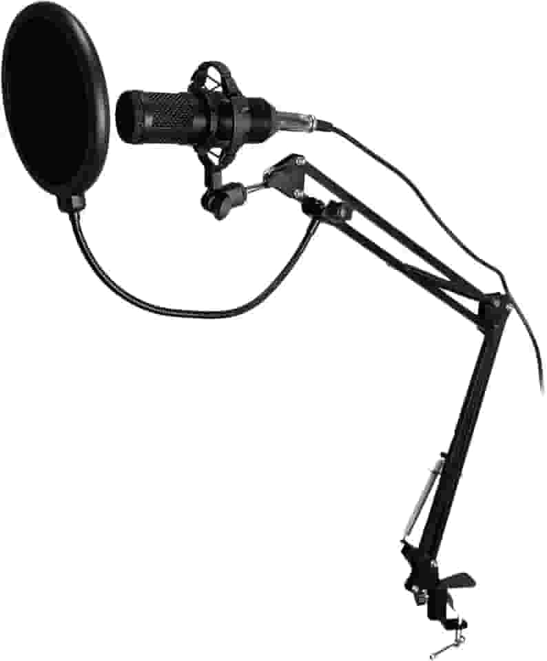 Microfone Condensador Profissional com Braço Suporte Articulado e Placa de Som com Captação Cardioide para Transmissão ao Vivo Podcast Estúdio Dublagem