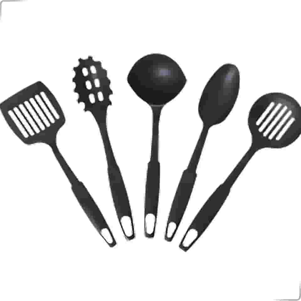 Kit Utensílios Cozinha Com Cinco Peças Colher Conha Espátula e Pegador A Solução Perfeita Para Quem Busca Praticidade E Qualidade Na Hora De Cozinhar Atende Todas Suas Necessidades Diárias Funcional