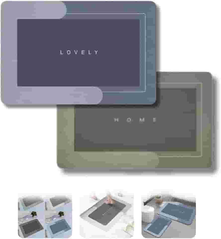 Kit 2 Tapetes Magicos Antiderrapantes Absorventes para Banheiro, 60x40 cm