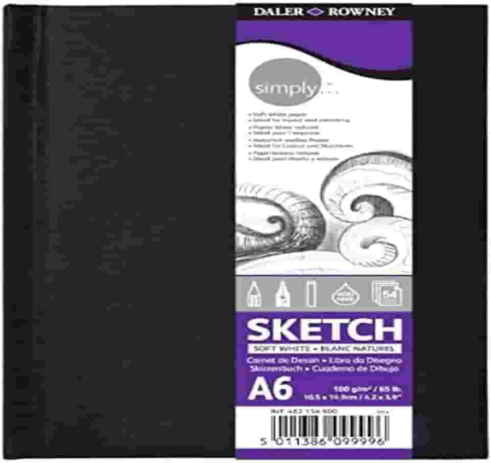 DALER ROWNEY Caderno Sketchbook Simply 100g A6 54 fls, Cor Preto