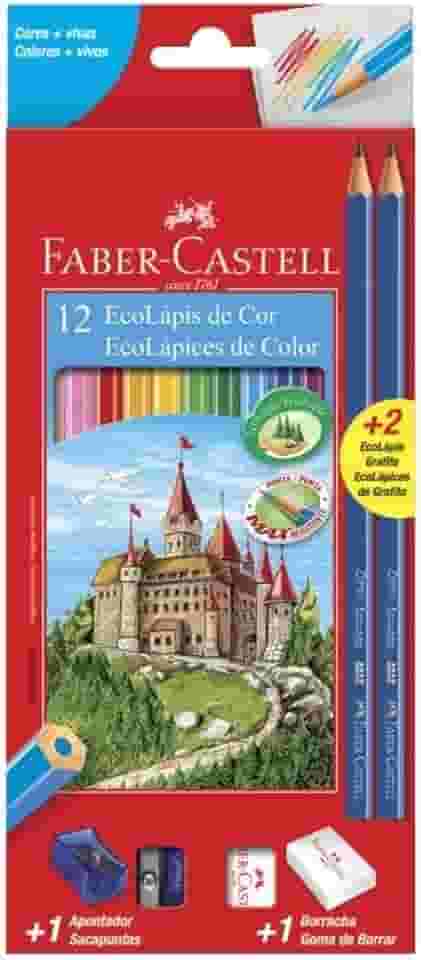 EcoLápis 12 Cores Kit Escolar, Faber-Castell, 120112+2N, Grafite