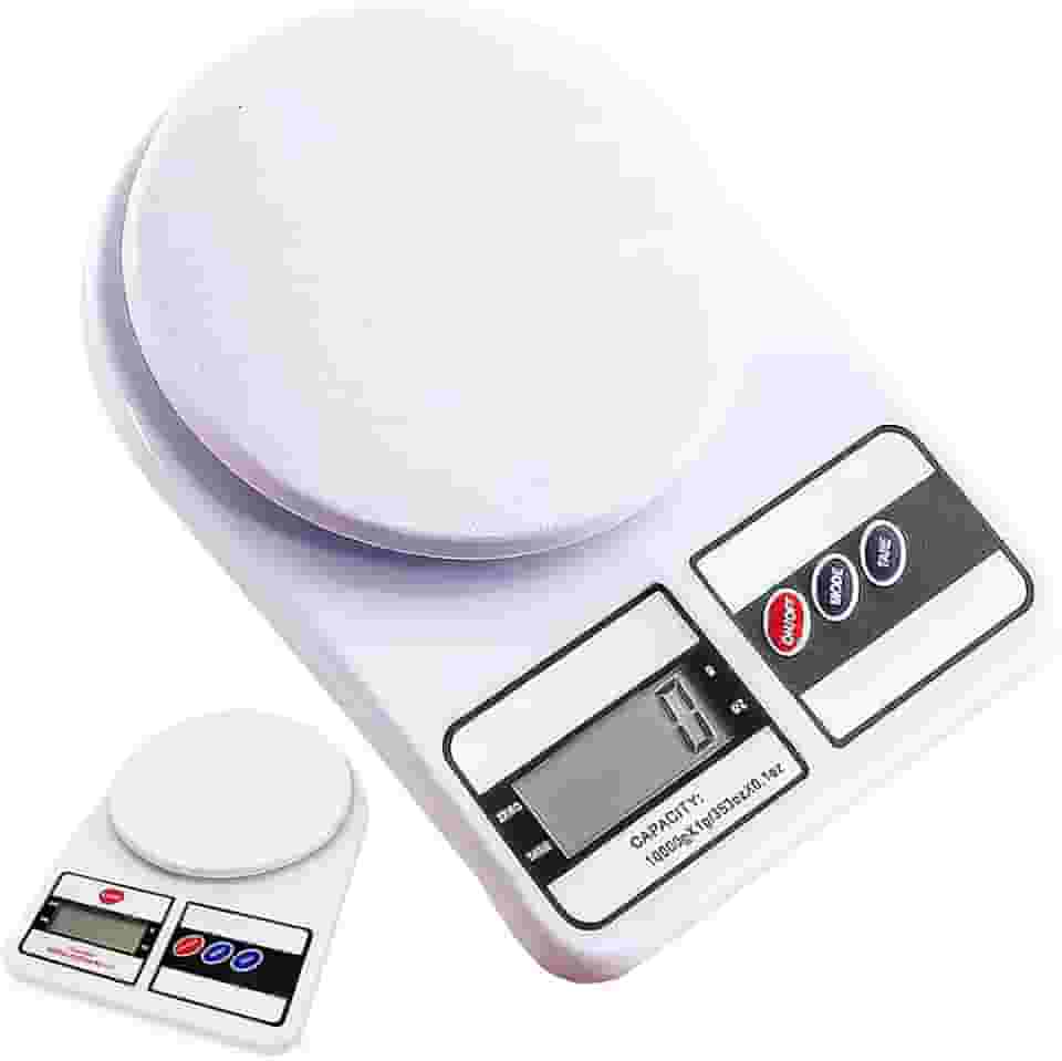 Balança Digital de Precisão de Cozinha Para Uso Domestico e Profissional Fitness ideal para Dietas Treinos Alimentos Confeitaria Nutrição capacidade máxima 10 kg Branco Premium