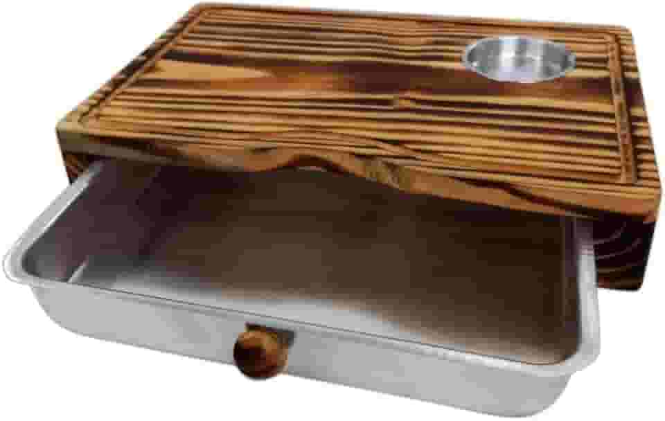 Tábua Inteligente De Carne Para Churrasco Madeira C/Gaveta