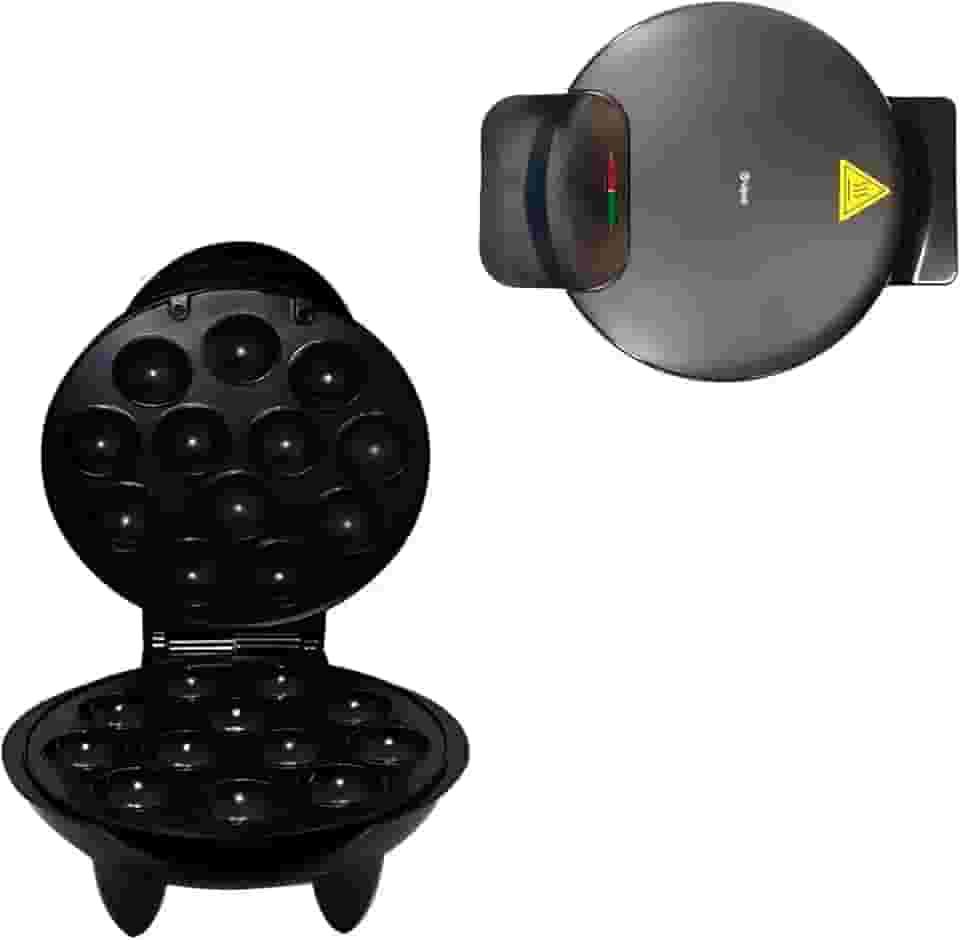 Máquina de Cake Pop Antiaderente, 12 Cavidades de 4cm, 1000W, 220V, Preta