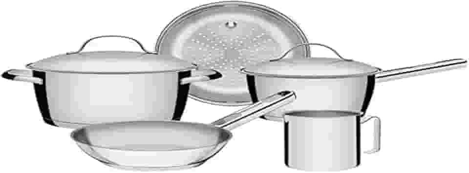 Jogo de Panelas Tramontina Allegra em Aço Inox com Fundo Triplo 5 Peças