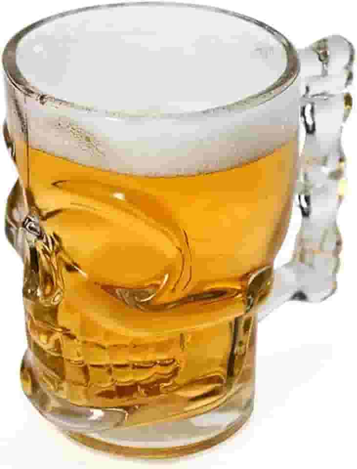 CANECA PARA CHOPP E CERVEJA DE VIDRO CAVEIRA ROCK STYLE 510ml TRANSPARENTE