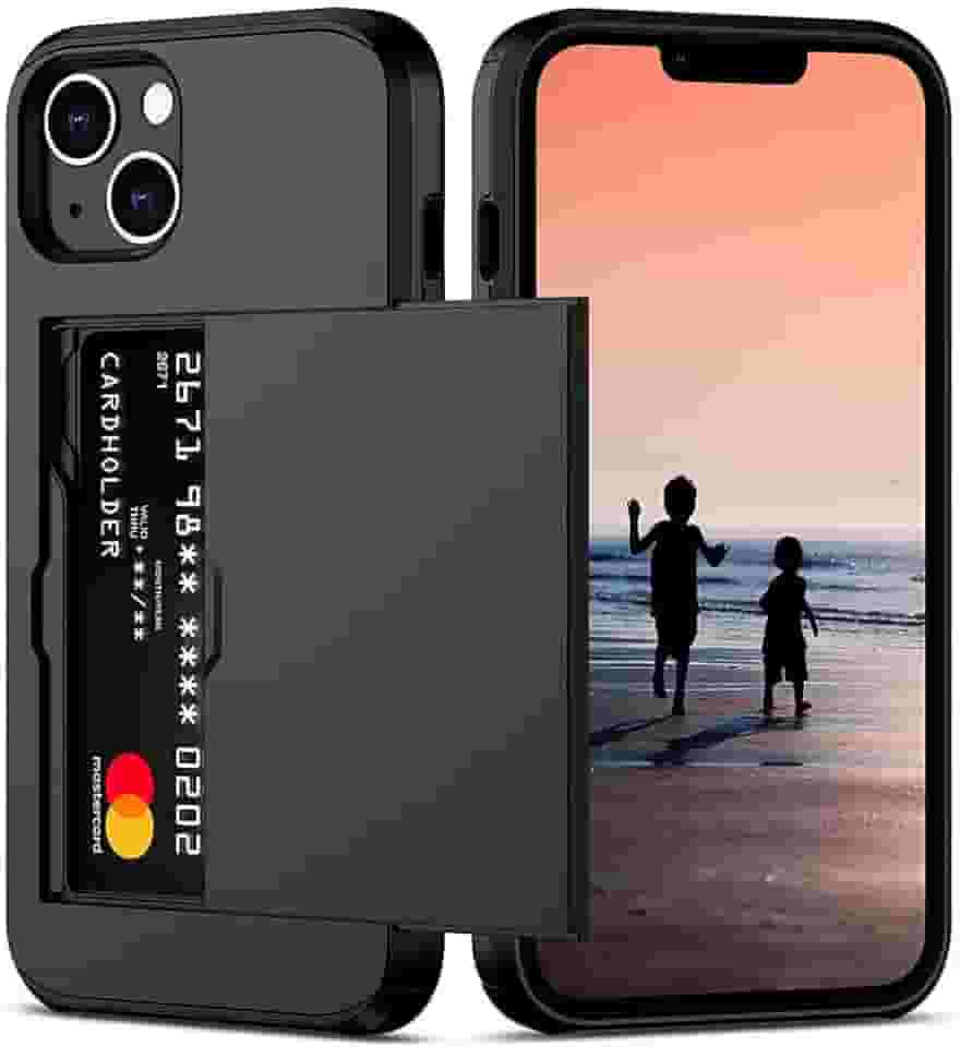 Capa Porta Cartão para o iPhone 15 - Compartimento Oculto para Amazenamento de 2 Cartões e Proteção Anti-impacto Cor: Preto