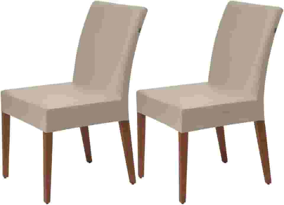 Kit 2 Capas Cadeira Protetora Jantar Tecido Spandex Impermeável Hidro-repelente Elástico Lisa (Palha)