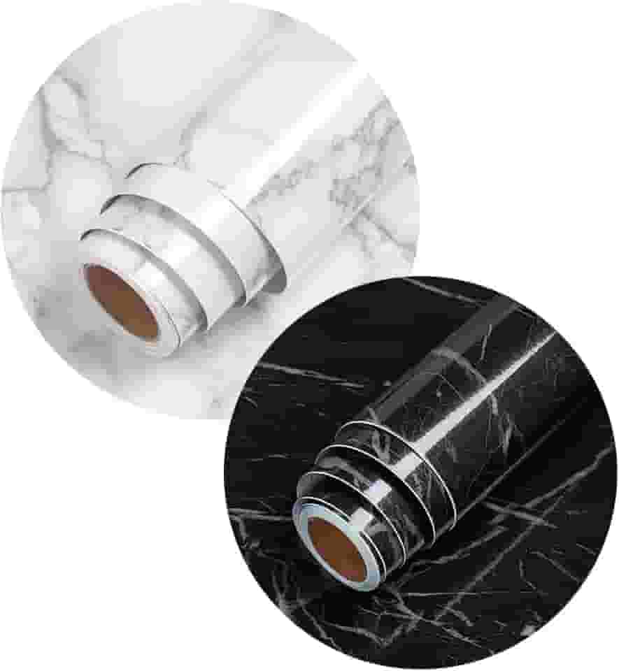 Papel de Parede 5 METROS x 60CM Adesivo Autocolante Marmore brilhante Envelopamento Mesa Vidro Moveis (Branco)