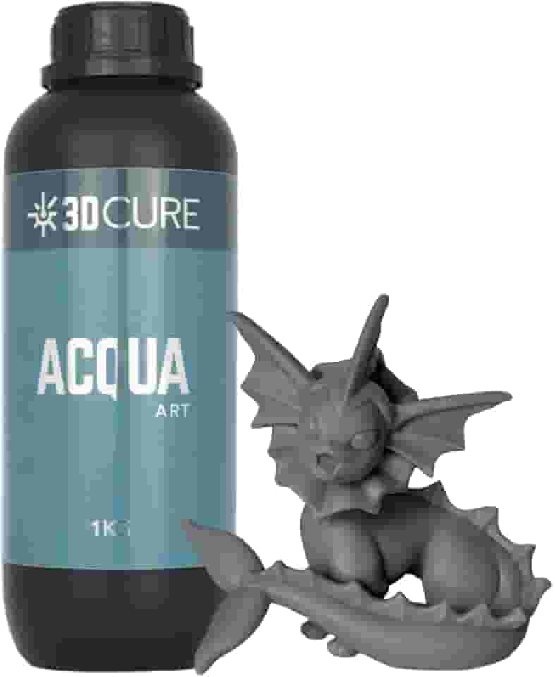 Resina 3D Cure Acqua Art para impressoras 3D lavável com água semiflexível com baixo odor e cura rápida (Cinza Claro)