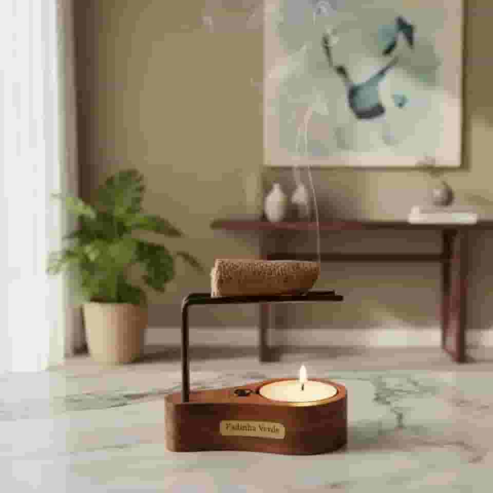 Incensário Suporte Palo Santo 1 vela1 palo Santo Power Proteção Limpeza Energética Descarrego Incenso Natural