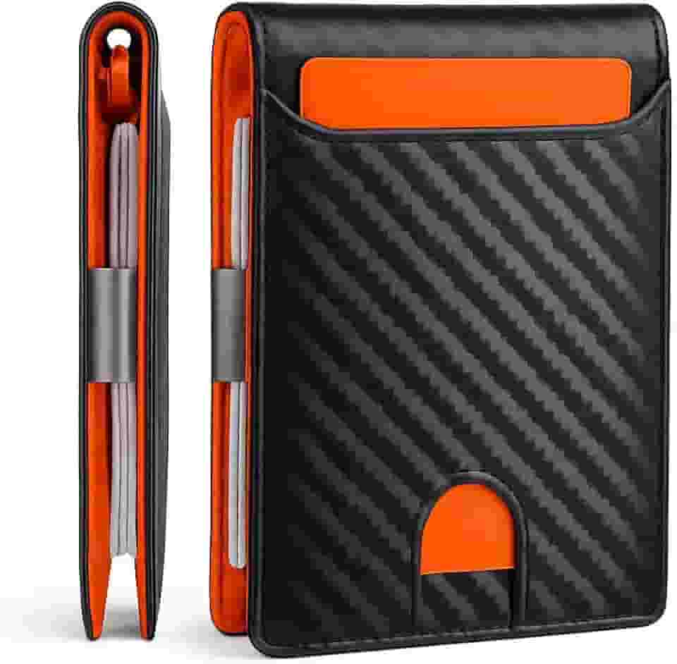 Carteira Slim Minimalista de Alumínio e Fibra de Carbono com Bloqueio RFID e Porta Cartões Compacta