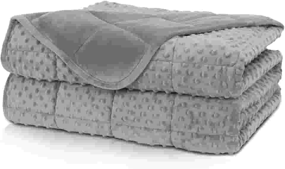 Cobertor ponderado solteiro Huloo Sleep de 6,8 kg para adultos (122 x 192 cm, cinza), cobertor macio e respirável para todas as estações, cobertor pesado com contas de vidro premium